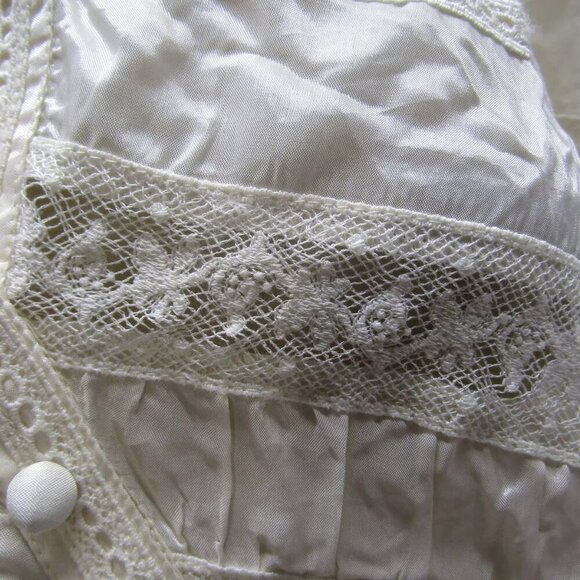 NEW LOVESHACKFANCY Womens Tandra Romantic V-Neck Blouse Size 4 Antique White - Picture 6 of 13